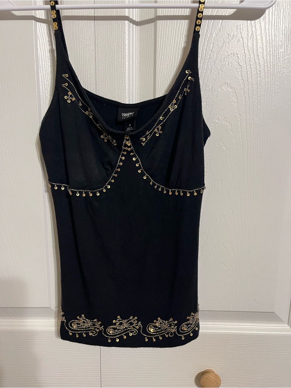 Black Tank with Gold Sequin Detailing